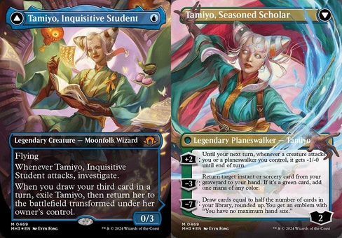 Tamiyo, Inquisitive Student // Tamiyo, Seasoned Scholar (borderless foil)